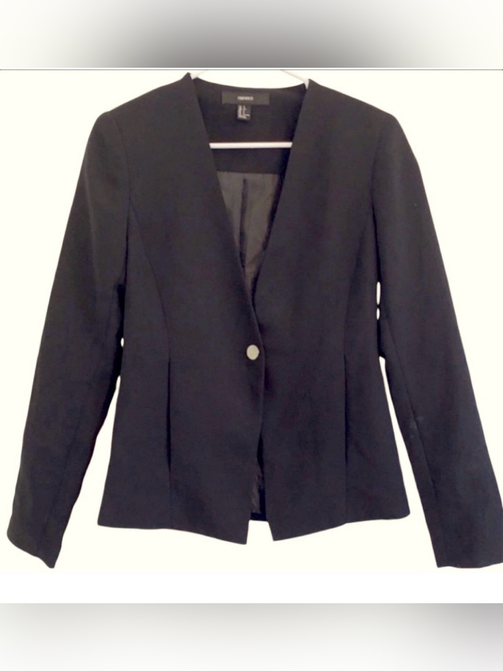FOREVER 21 BLAZER BLACK LINED TAPERED BUTTON JACKET SMALL